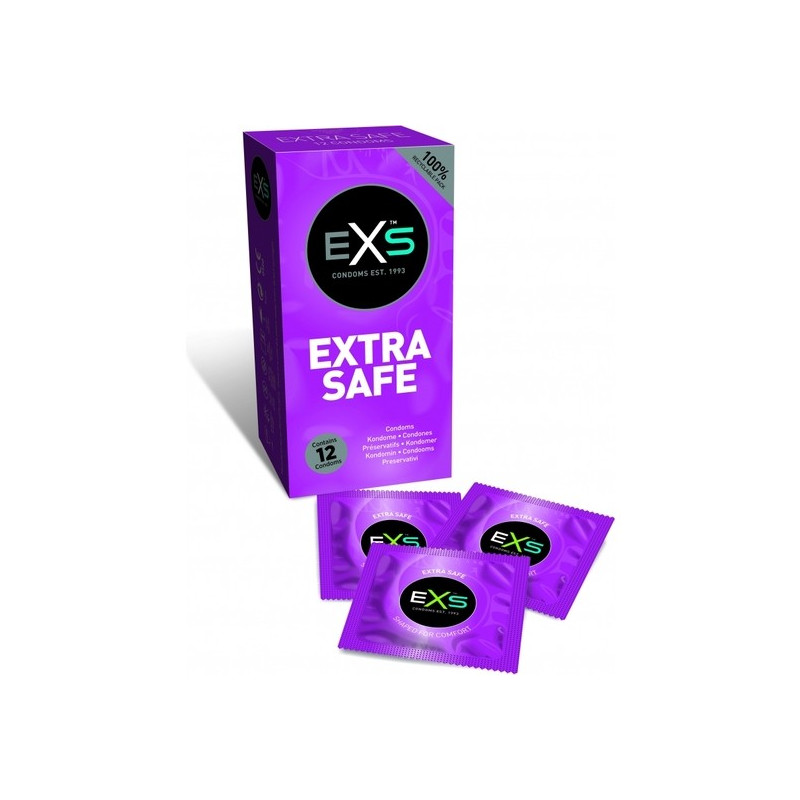 exs extra safe - préservatif naturel - pack 12 de exs condoms