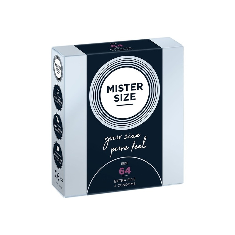 mister size 64 (3 pack) - préservatifs naturels, latex de mister size