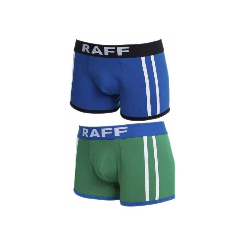 boxer sport cotton ouvert lot de 2 bleu/vert de raff