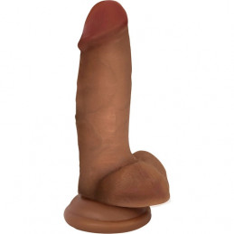 pénis réaliste de 17 cm de peau de bar avec testicules - foncé