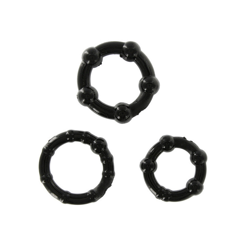 ensemble de trois anneaux de pénis noirs de scala selection