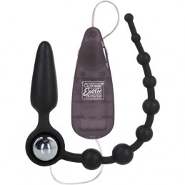 plug & chaine boules anales vibrants noirs - booty de calexotics