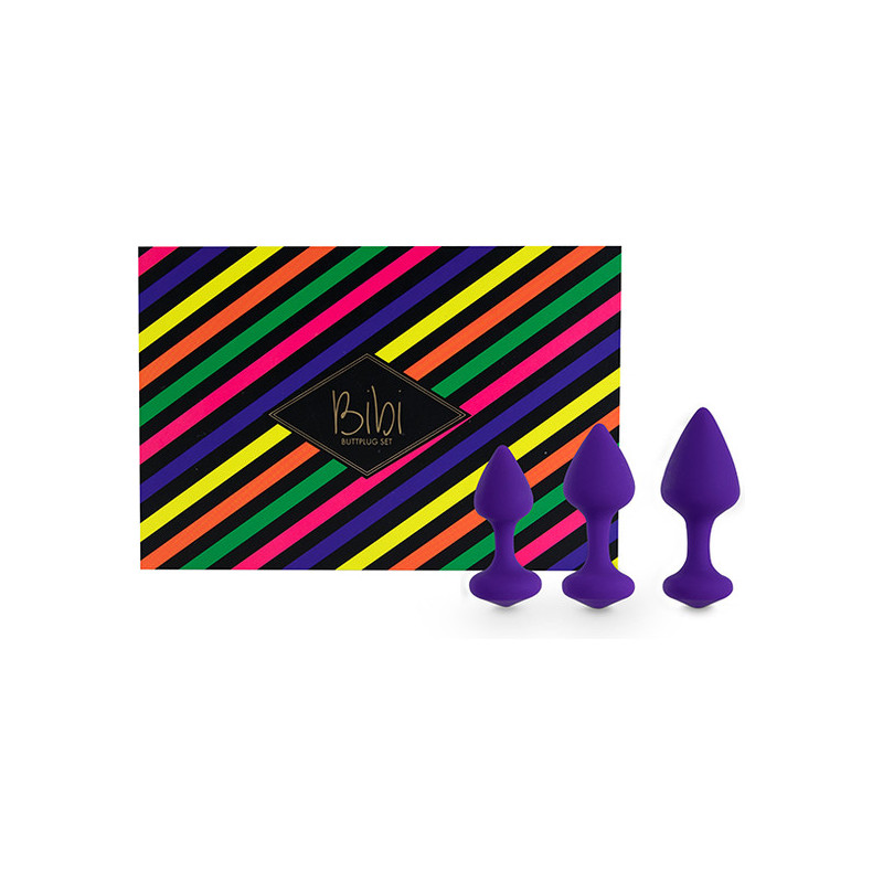 feelztoys - kit bibi de 3 plugs en silicone - violet de feelztoys