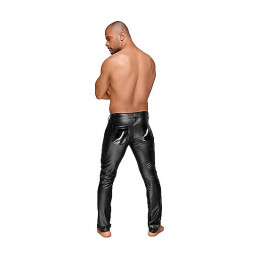 pantalon opaques effet latex brillant avec plissé pvc - noir de noir handmade-2