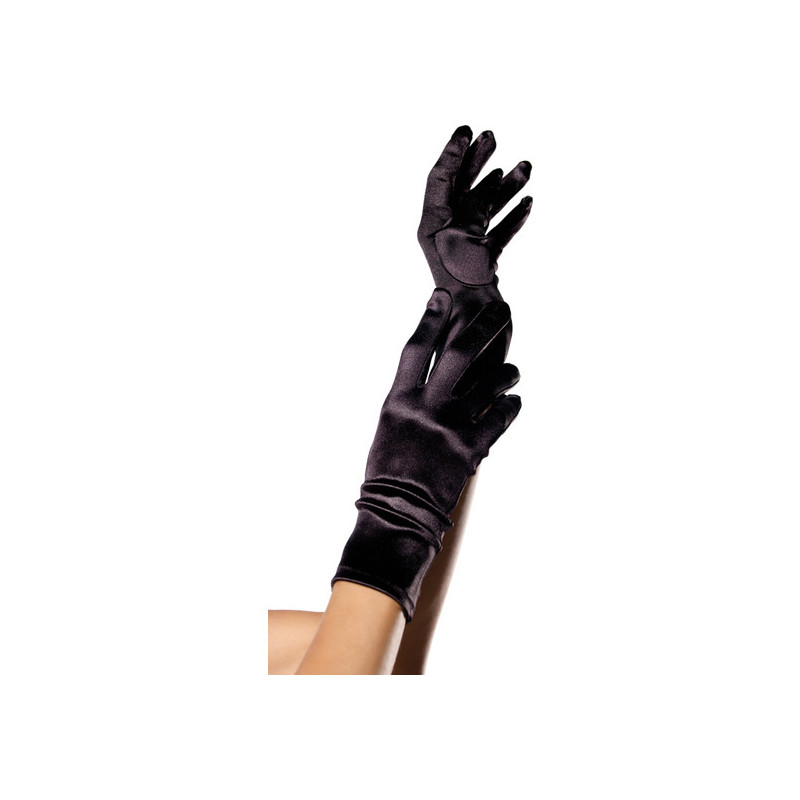 gants noir et court en satin leg avenue